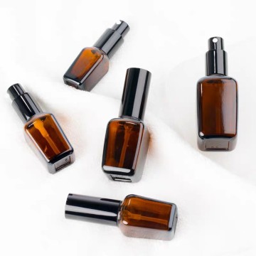 Square Glass amber essential oil spray bottle