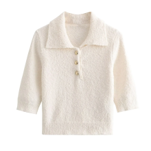 KAR&OT ZA 2024 Autumn Gold Button Knitted Top