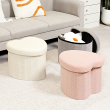 White Teddy Velvet Cube Ottoman - Bailey Custom Folding Storage Bench