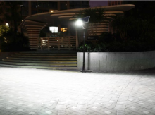 Split solar street light with detector safety light