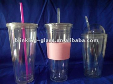 plastic cup with straw and lid