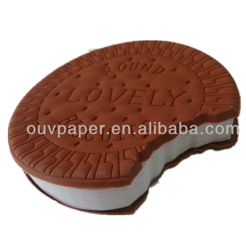 Round chocolate cookies sticky note with PVC cover