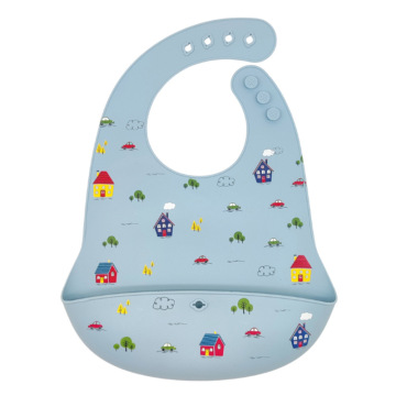 Rainbow Print Silicone Pocket Bib for Baby Feeding