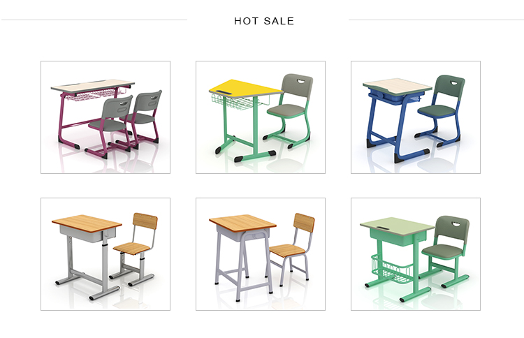 Ergonomic single student height adjustable desk and chair school furniture price list with epoxy powder coated leg