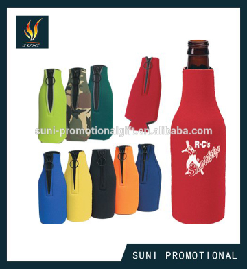 Neoprene beer bottle holder/Beer bottle cooler with zipper