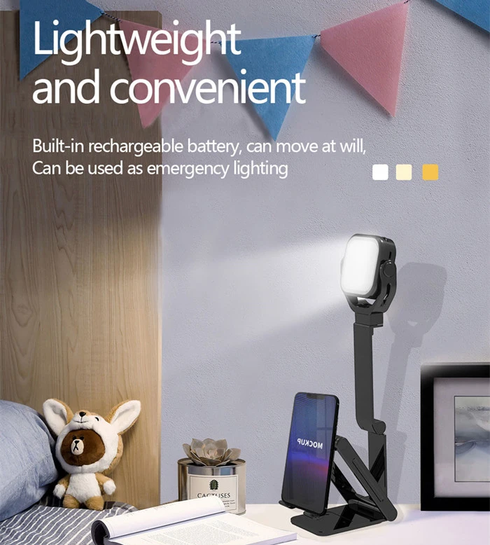 2021 Latest LED Light Stand Folding Phone Holder for Desk