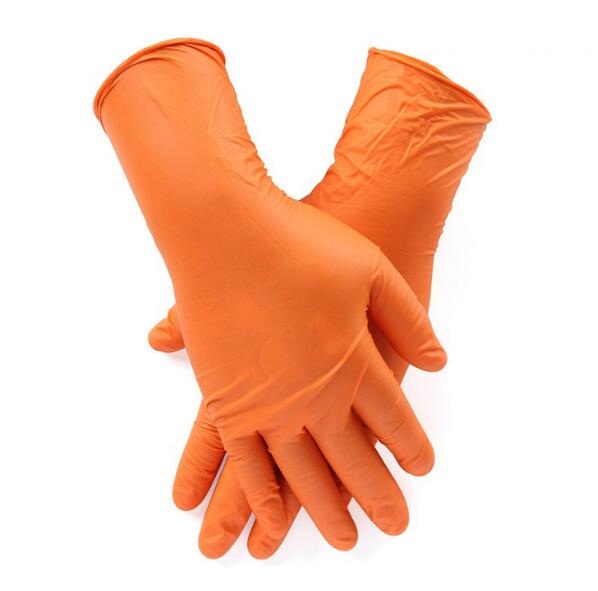 Sarung tangan ujian nitril oranye dengan CE FDA disetujui