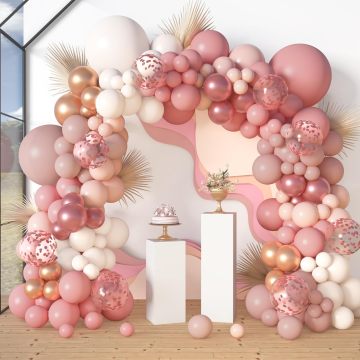 Dusty Rose Pink Balloon Garland Arch Kit for Neutral Baby Showers, Weddings, and Parties