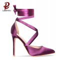 Eleganckie purpurowe damskie damskie buty na wysokim obcasie