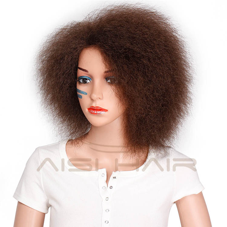 Aisi Hair Short Afro Wig Brown Synthetic kinky Curly Wigs for Women Fluffy African American Natural Black Hair Wigs