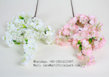 SJHZ53267 Single stem white artificial cherry blossom branch for cherry tree