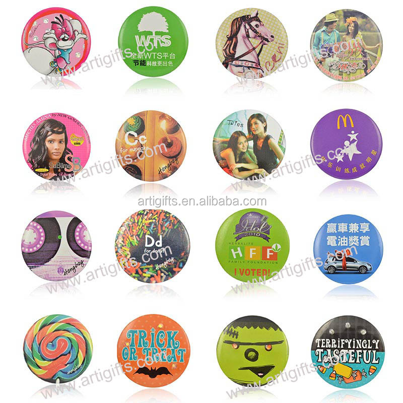 Printing tin led flash light custom pin button badge for birthday gifts