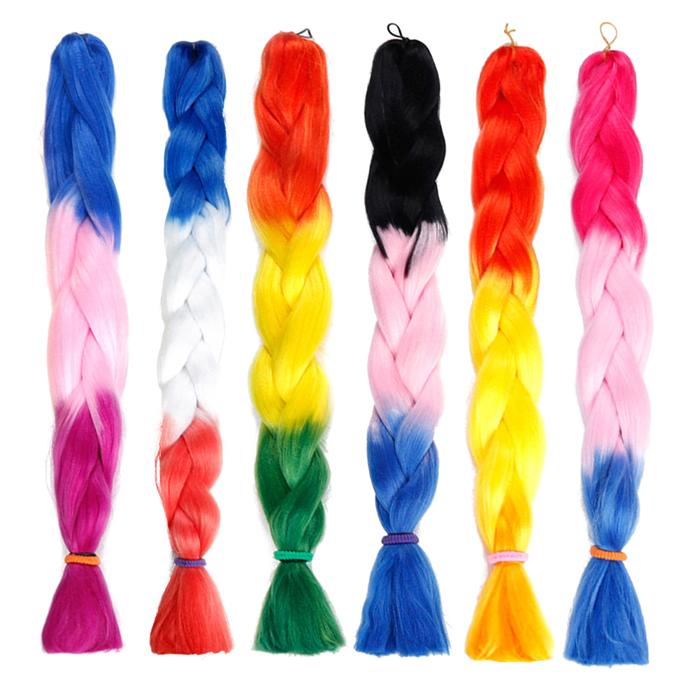 Synthetic Hair 41 Inches 165g Crochet Hair Black Brown Pink Long Jumbo Braid Crochet X pression ombre Braiding Hair