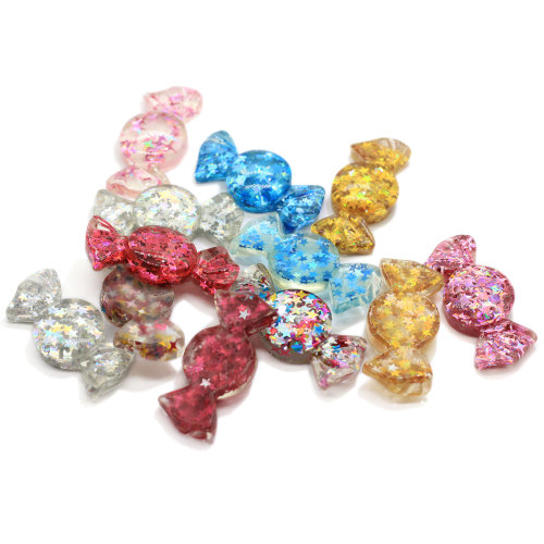 100 Stück Kawaii Resin Glitter Wrapped Candy Flache Rückseite Harz Cabochon Scrapbooking Fit Telefon Dekor Verzierungen Diy Zubehör