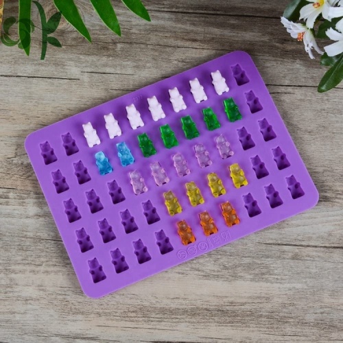 Stampi colorati per caramelle a forma di orsetto gommoso in silicone a 50 cavità