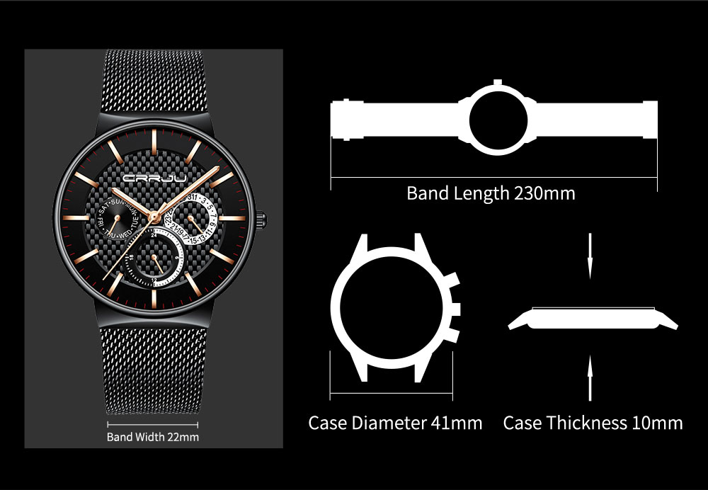 CRRJU Top Brand Luxury Waterproof Ultra Thin Date Watch Mens Watch Steel Strap Casual Quartz Watch White Sport WristWatch