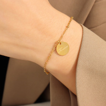 New Arrival: Gold Plated Stainless Steel Forever Letter Coin Bracelet and Titanium Steel Round Tag Chains Bracelet