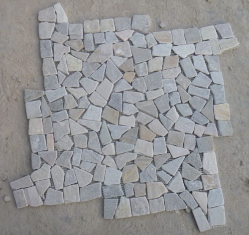 yellow white slate random garden floor tiles