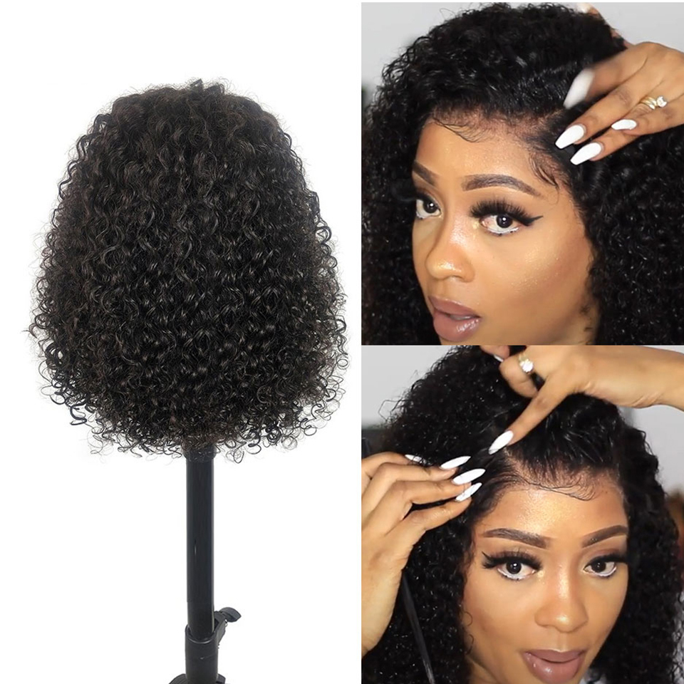 Wholesale Curly Wave Short Bob Wigs Human Hair Transparent Lace Closure Wig Raw Virgin Remy Hair Lace Wigs For Black Women