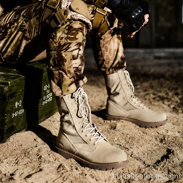 पुरुषों की चमड़े की सैन्य बूट का मुकाबला टखने के जूते