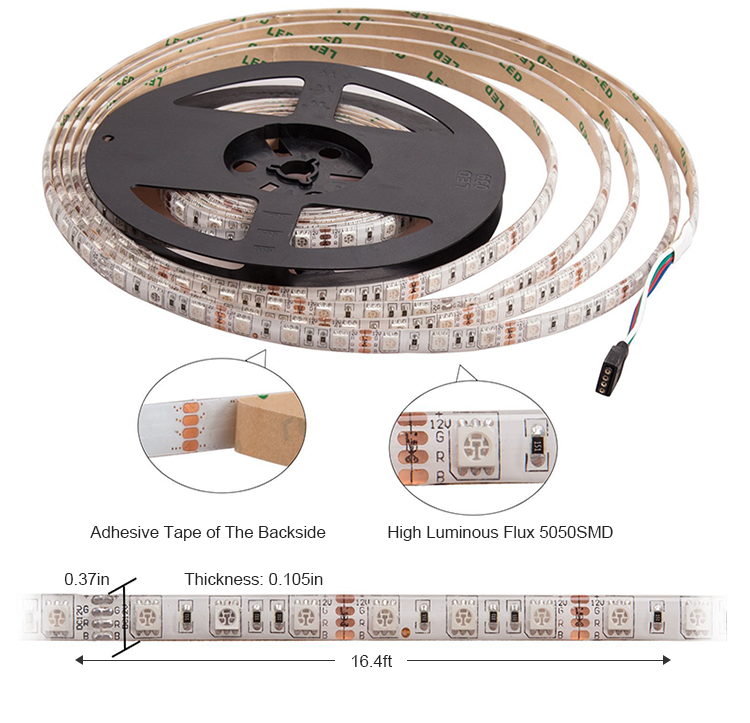 New product flexible  holiday rgbw  led strip  smd  5050 led strip lights DC 12V /24V S  shape  decoration  lighting