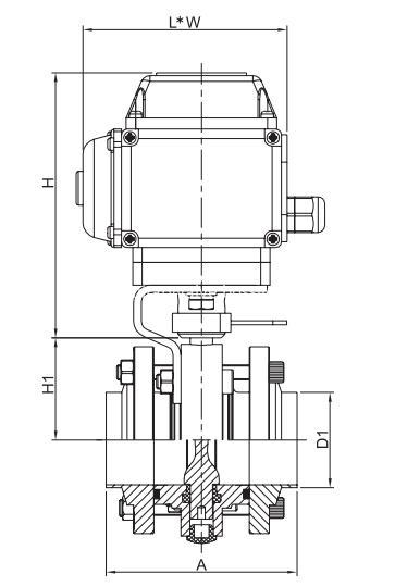 DIN Hygienic 3-Piece Butterfly Valve Electric Actuator Weld