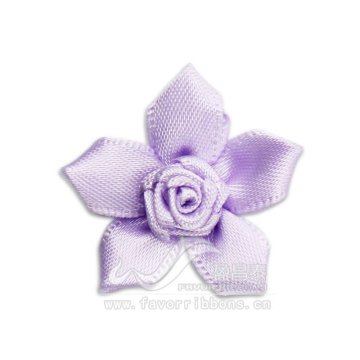 Purple flowers polyester ribbon bow
