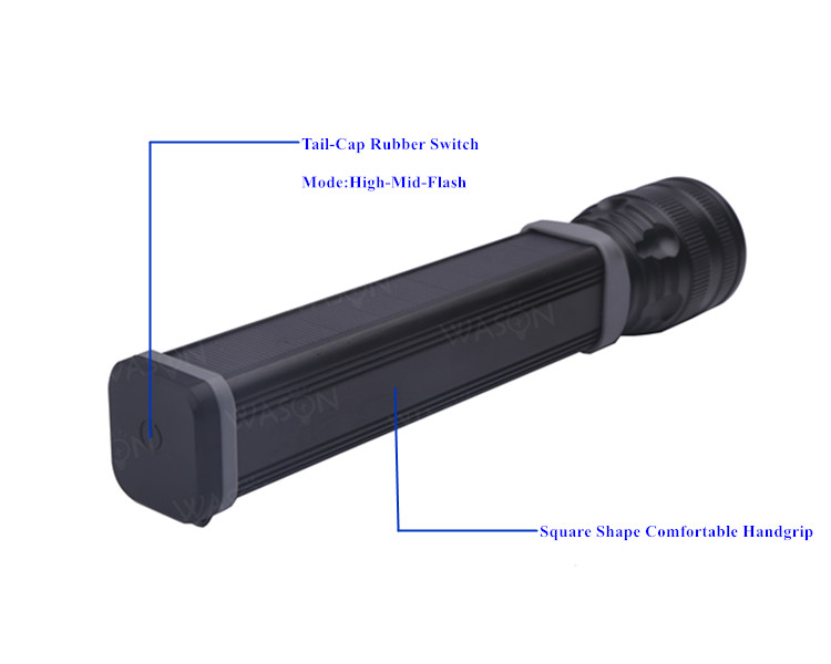 Adjustable Focus Laser Logo Aluminum High 500 Lumens Xm-l T6 Power Rechargable Torch Light Solar Led Flashlight