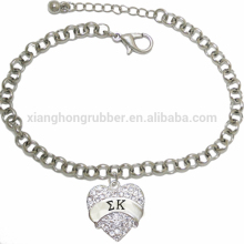 Genuine Austrian Clear Crystal SIGMA KAPPA SORORITY Charm Chain Link Bracelet
