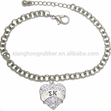 Genuine Austrian Clear Crystal SIGMA KAPPA SORORITY Charm Chain Link Bracelet