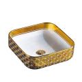 Роскошный дизайн для ванной комнаты, золотистый, серебристый цвет, умывальник