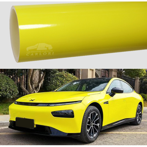 super gloss lemon yellow car vinyl wrap