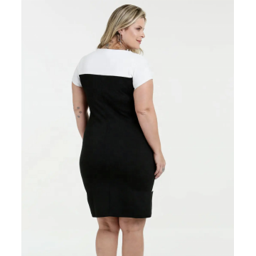 O-Ausschnitt Kurzarm Kleid Plus Size Kleid