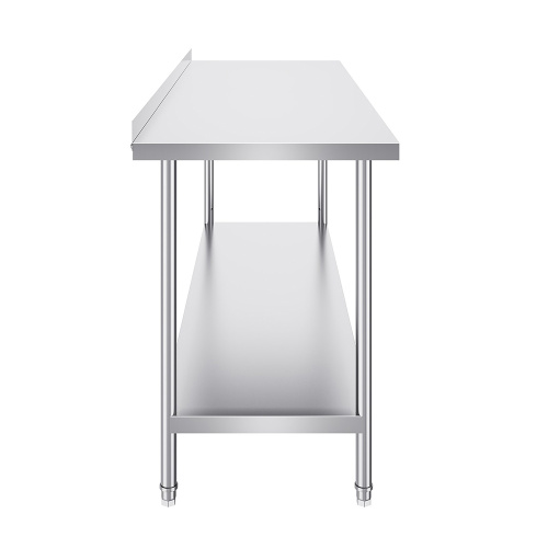 stainless steel work table with wheels Commercial Stainless Steel Table With Backsplash Supplier