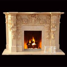 Carved Cheap fancy Indoor antique stone marble fireplace mantel surrounds
