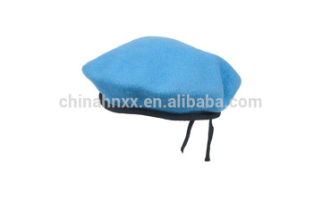 Leather binding beret 100% wool mens military beret