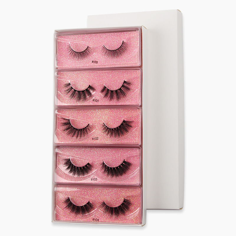 5 Colors Glitter box 3D mink false eyelashes handmade wholesale cosmetics eyes makeup beauty