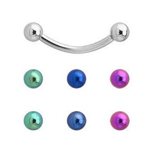 Titanium Colored Balls Charming Curved Barbell