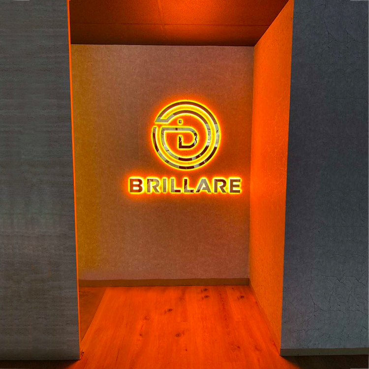 Customized illuminated logo stainless steel golden mirror face backlit letter electronic 3d led sign