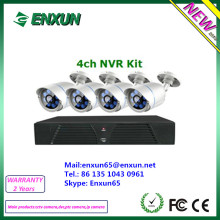 nvr kit 4ch, 720P new IP cam metal bullet 3.6mm,30M