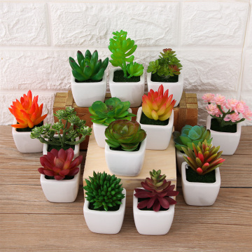 High Quality Artificial Mini Plants Vivid Succulents Plants Fake Flowers Lotus Bonsai Floral Crafts Home Decor Office Supplies