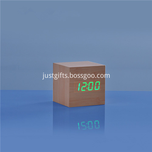 Promotional LED Wooden Square Desk Clock 4