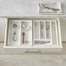 Natural White Marble Cooking Utensil & Accessories Silverware Tray Organizer