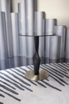 Modern Style Glass End Table With Wooden Leg