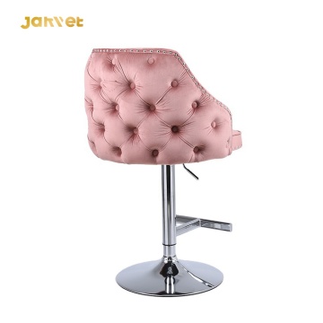 Luxury Pink Tufted Velvet Button Adjustable Swivel Barstools Modern