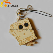 2015 hot sale Wood laser carving key chain with cute SpongeBob SquarePants shape