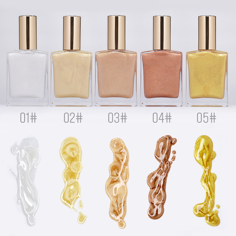 Highlighter body glitter Brighten body skin face cheek high light 5 colors highlight spray vegan cosmetic private label