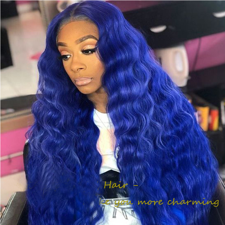 Royal Navy Blue Colour 100% Peruvian Body Wave Human Hair Weave Bundles With Lace Closure, Dark Blue Virgin Sew In Hair Weaving