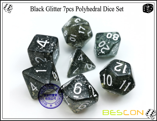 Assorted Colored Glitter 7pcs Polyhedral Dice Set-19