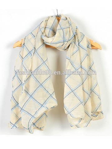 New In Plaid Cotton Linen Scarf For Women